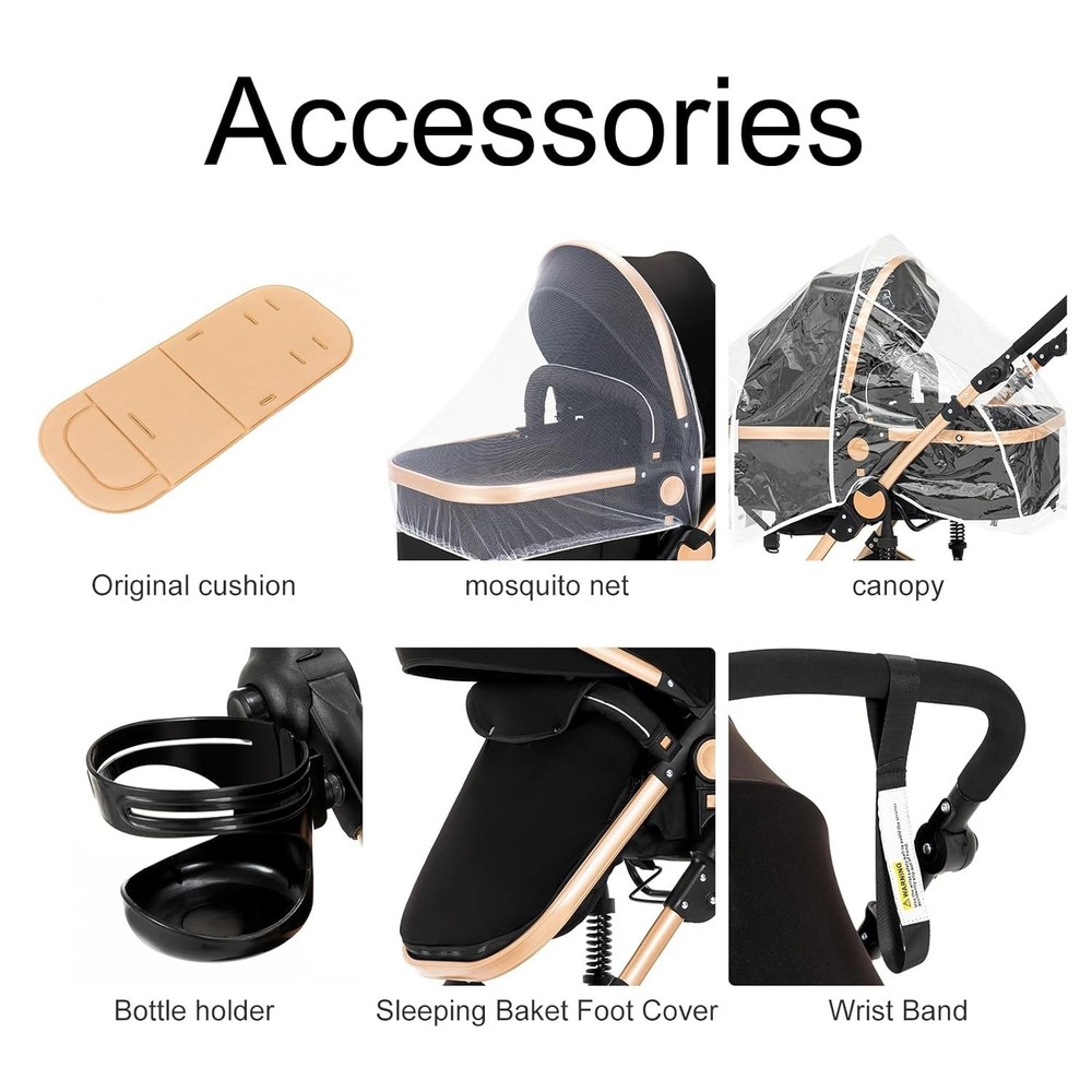 2 in 1 Baby Stroller Convertible Foldable Standard Stroller Reversible Pushchart