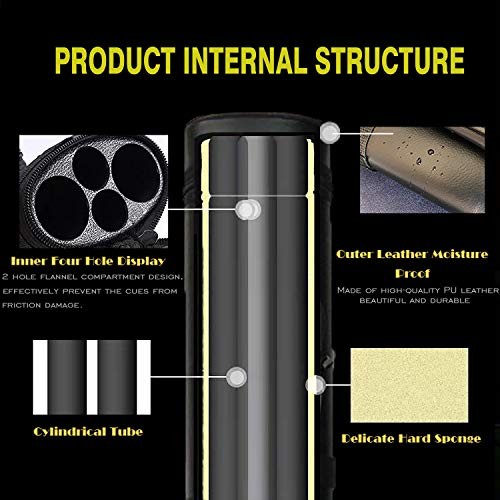 2×2 Oval Hard-Shell Pool Cue Case Premium Waterproof Leather X01-BlackBlue