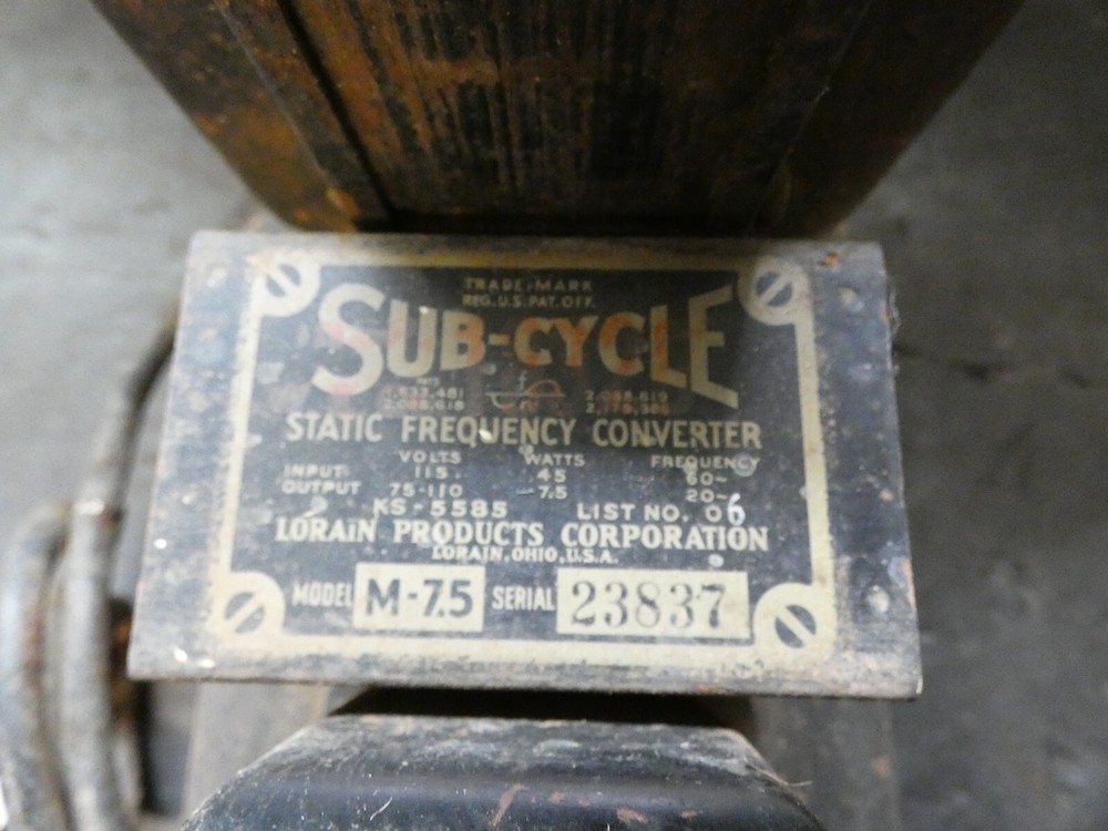 LORAIN SUB CYCLE STATIC FREQUENCY CONVERTER M-7.5