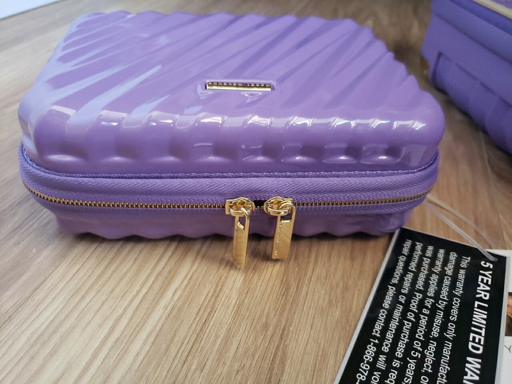Marcy McKenna Hamptons Beauty Case and Mini Case Bundle 2-pc Set Purple NWT