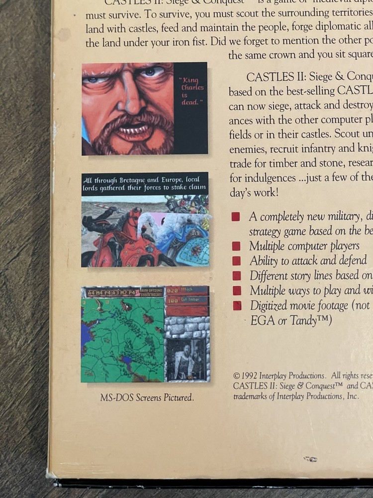Castles II: Siege & Conquest (PC Game, 1992) Complete Big Box 3.5 Floppy disk