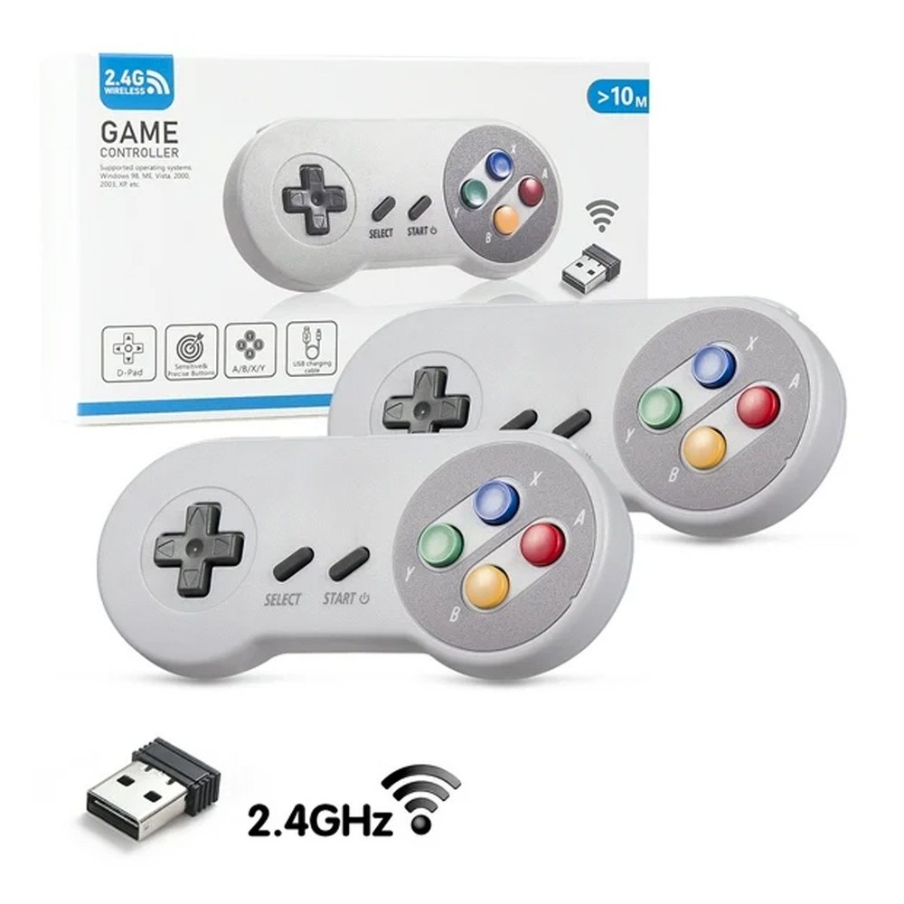 2.4 GHz Wireless Controller SNES Gamepad For Windows PC Mac Raspberry Pi 2pack