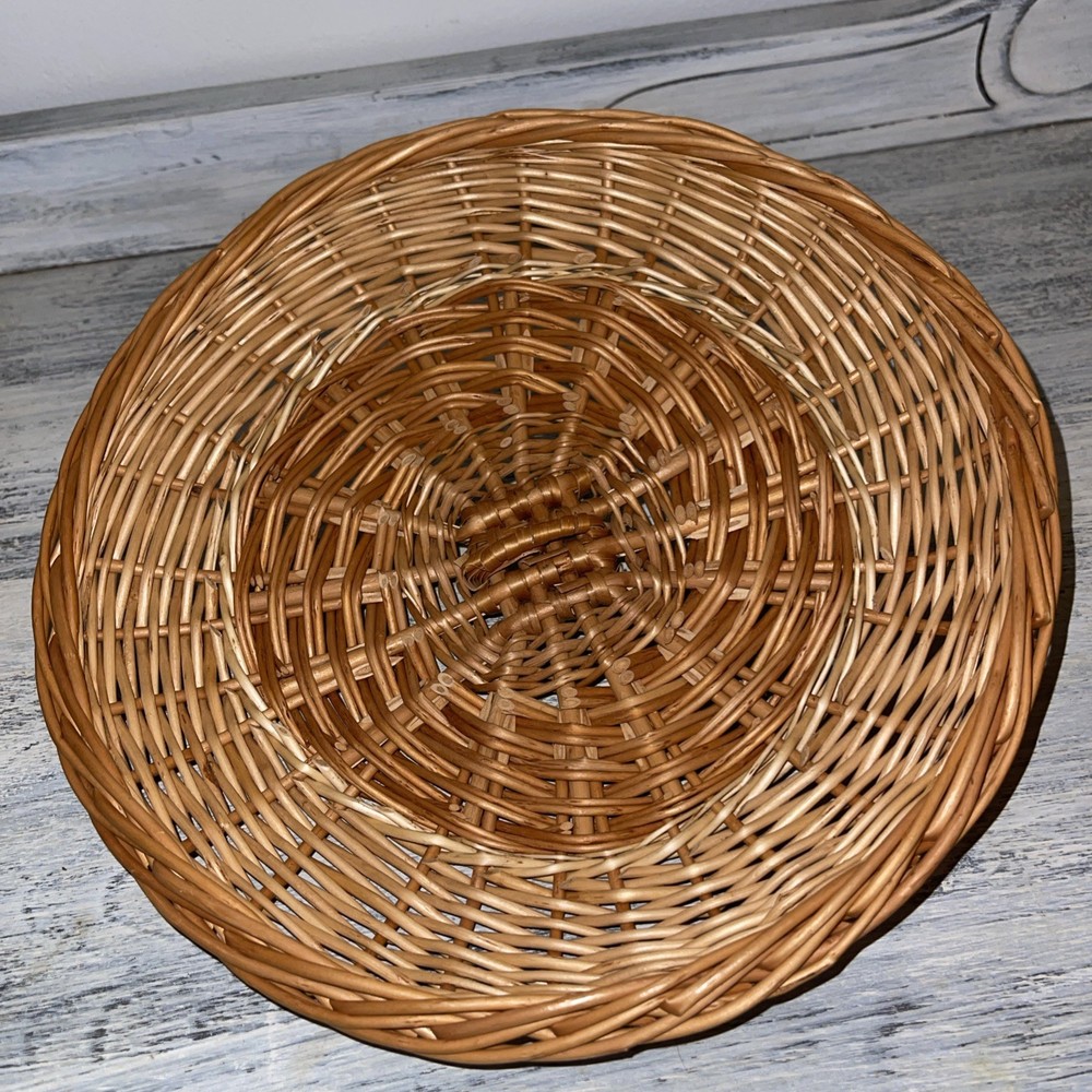 Boho Round Wicker Basket with Lid Bread Basket, Sewing Storage it has many uses