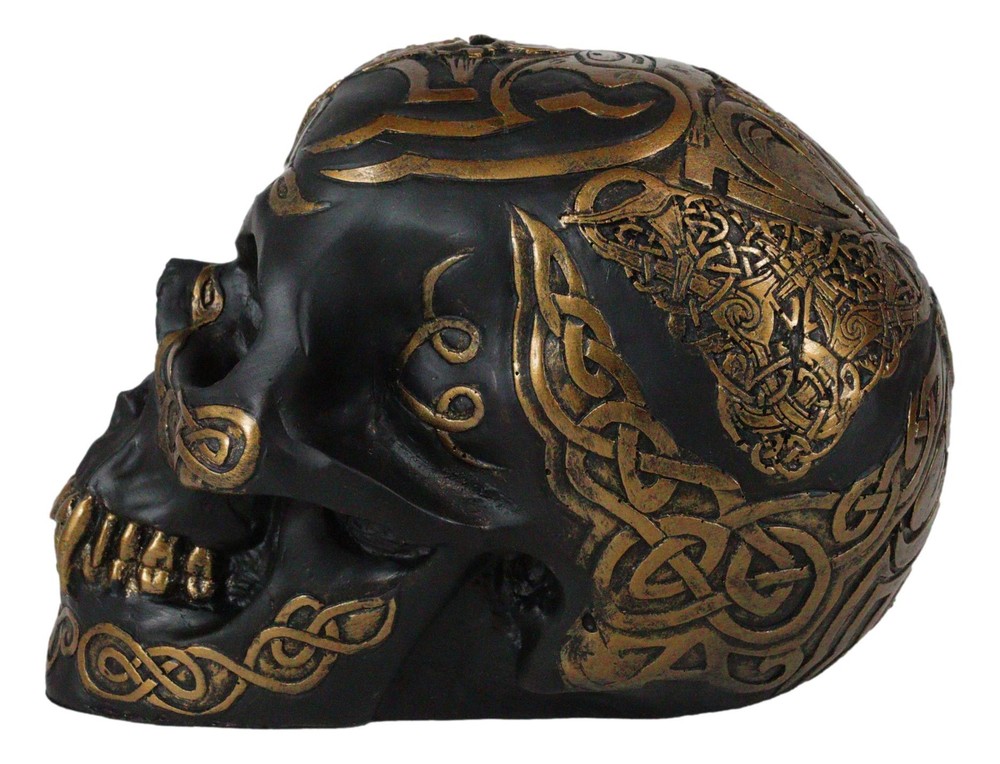 Ebros Celtic Tribal Knotwork Tattoo Black Ghost Vampire Skull Statue 7"L