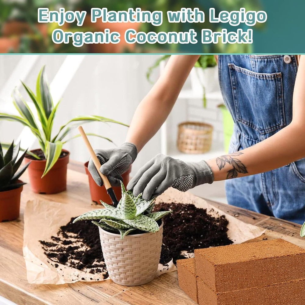 4 Pack Premium Coco Coir Brick for Plants- 100% Organic Compressed Coconut Coir