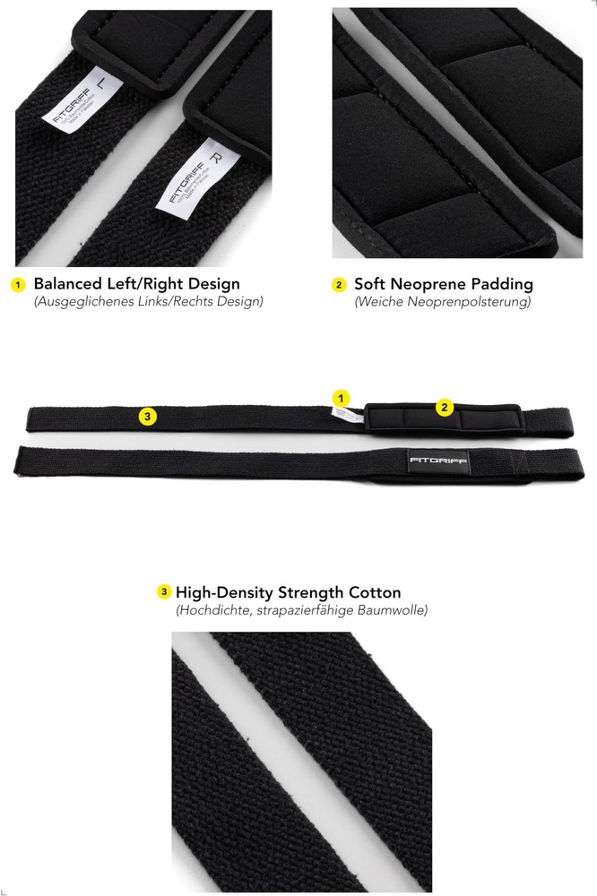 Lifting Straps & Wrist Wraps Bundle for Weightlifting Gym Workouts Full Black