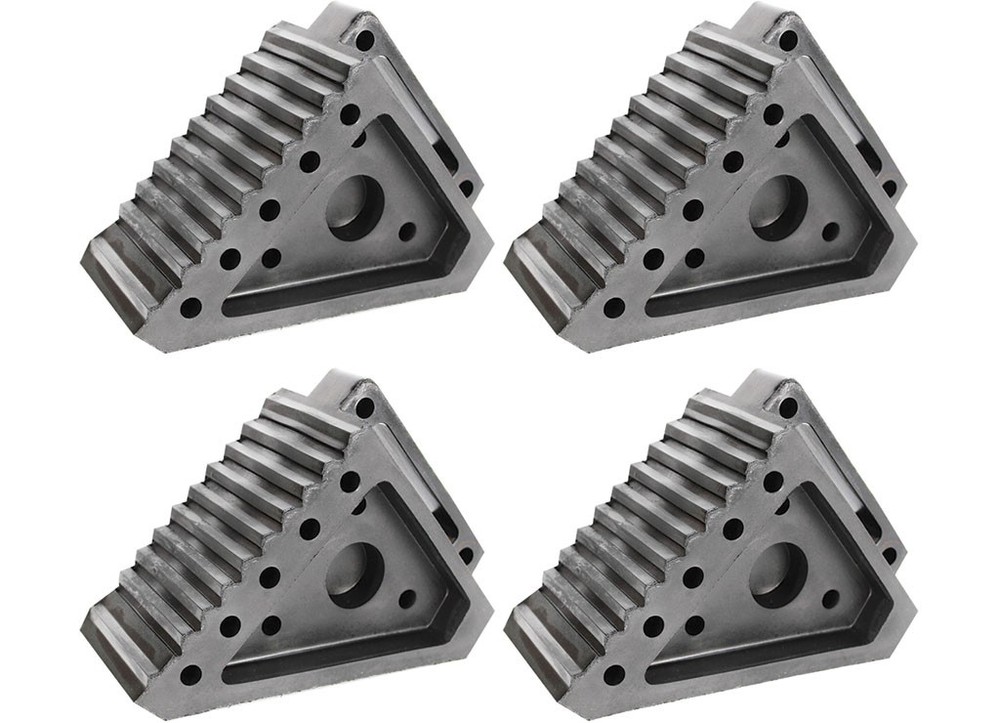Extreme Max 5001.5772.4 Heavy-Duty Solid Rubber Wheel Chock w/ Handle - 4-Pack