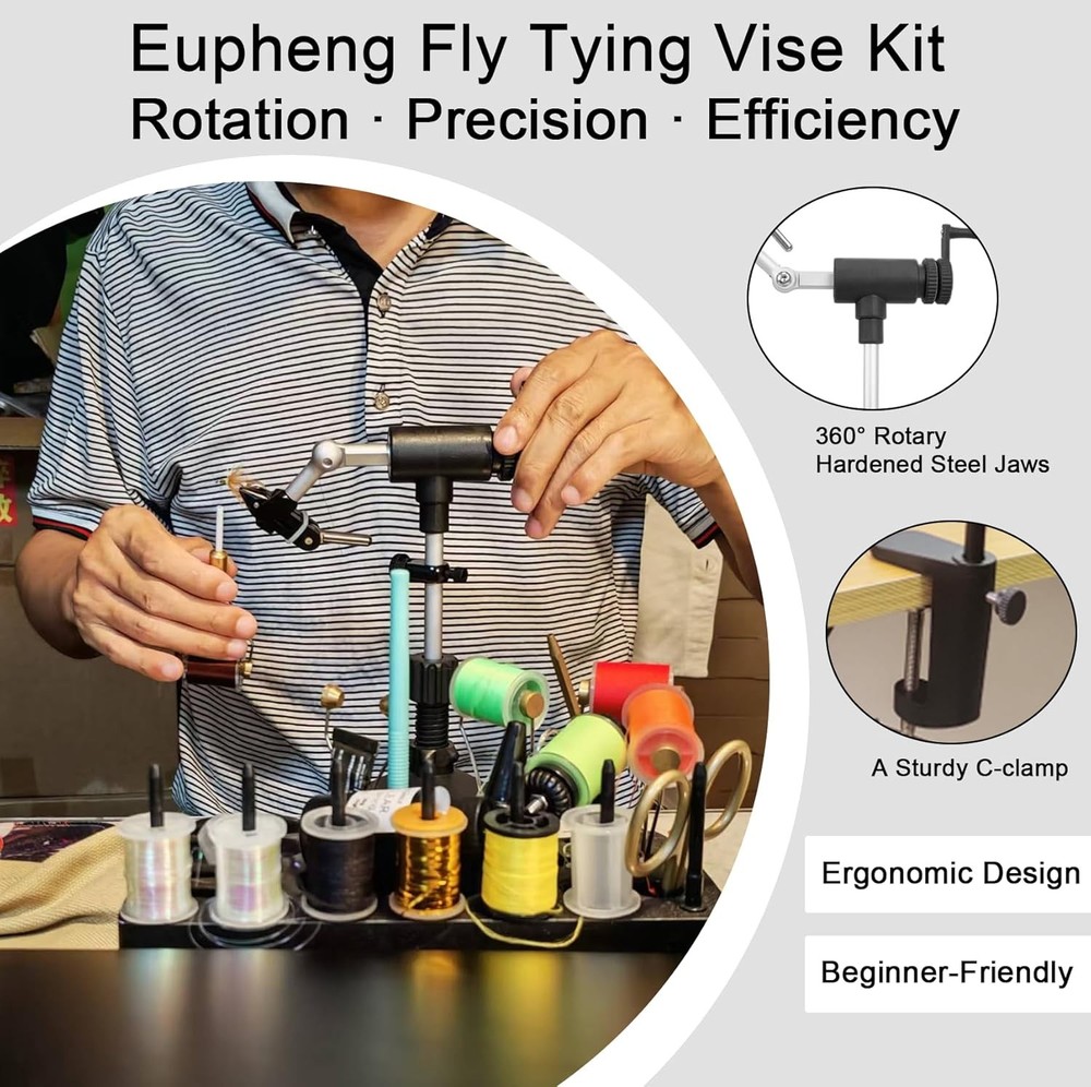 Microgrip II Generation Rotary Fly Tying Vise – Complete Vise, Tools & Materials