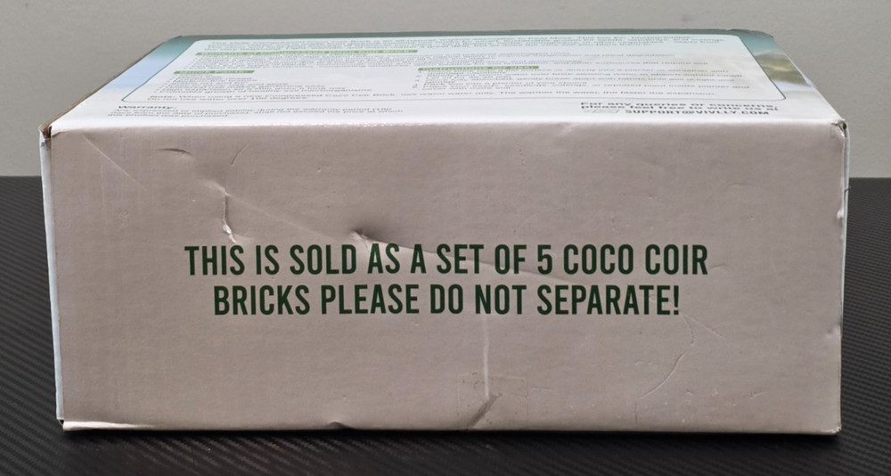Vivlly Compressed Organic Coco Coir Peat Bricks 5-Pack, Suitable for all Plants