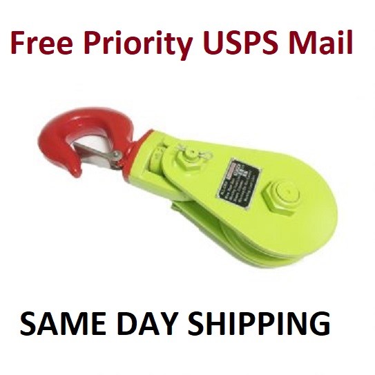 2 & 4 Ton Snatch Block with hook Wire Rope Cable Roll Back Wrecker Tow Recovery
