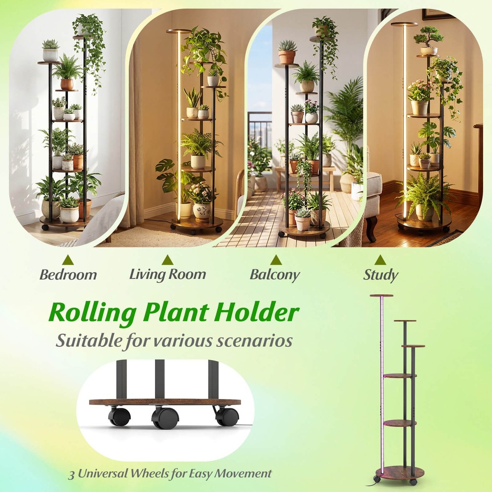 6-tier Plant Stand w/RGB Light Adjustable Lighting Modes Remote APP Control