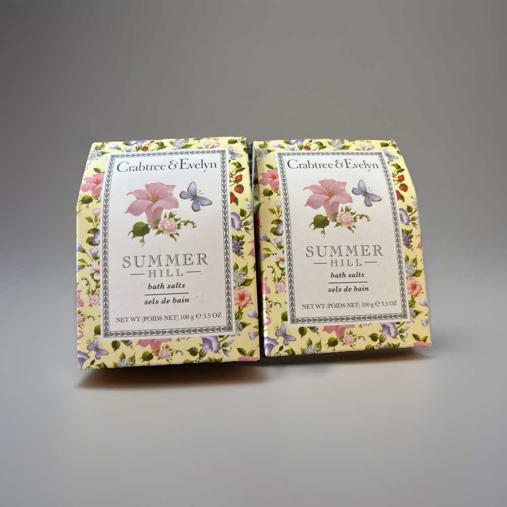 2pc Crabtree & Evelyn Bath Salts Summer Hill  3.5 oz ea  NEW