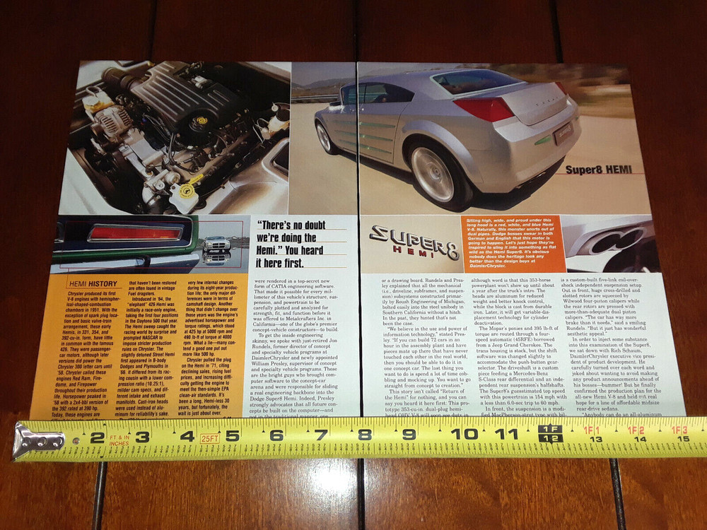 2001 DODGE SUPER 8 HEMI CONCEPT CAR ORIGINAL ARTICLE