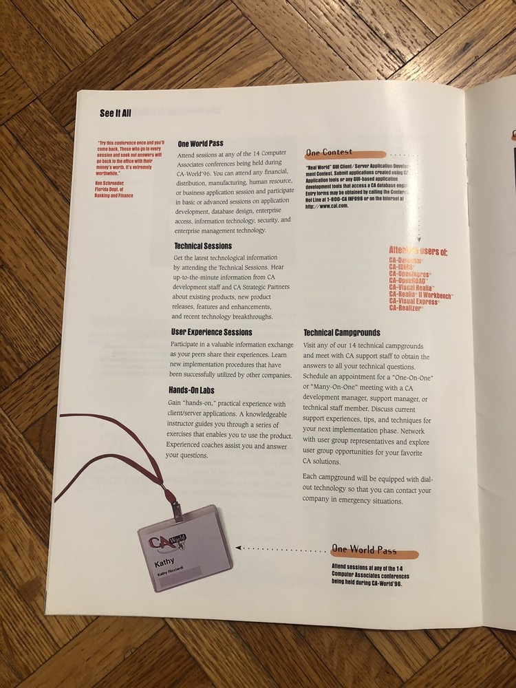 1996 TechniCon Tech Conference At CA-World New Orleans Info Packet