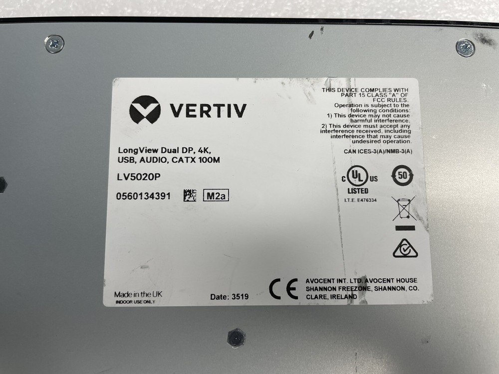 VERTIV LONGVIEW DUAL DP 4K RECIEVER And TRANSMITTER LV5020P - 30 Available