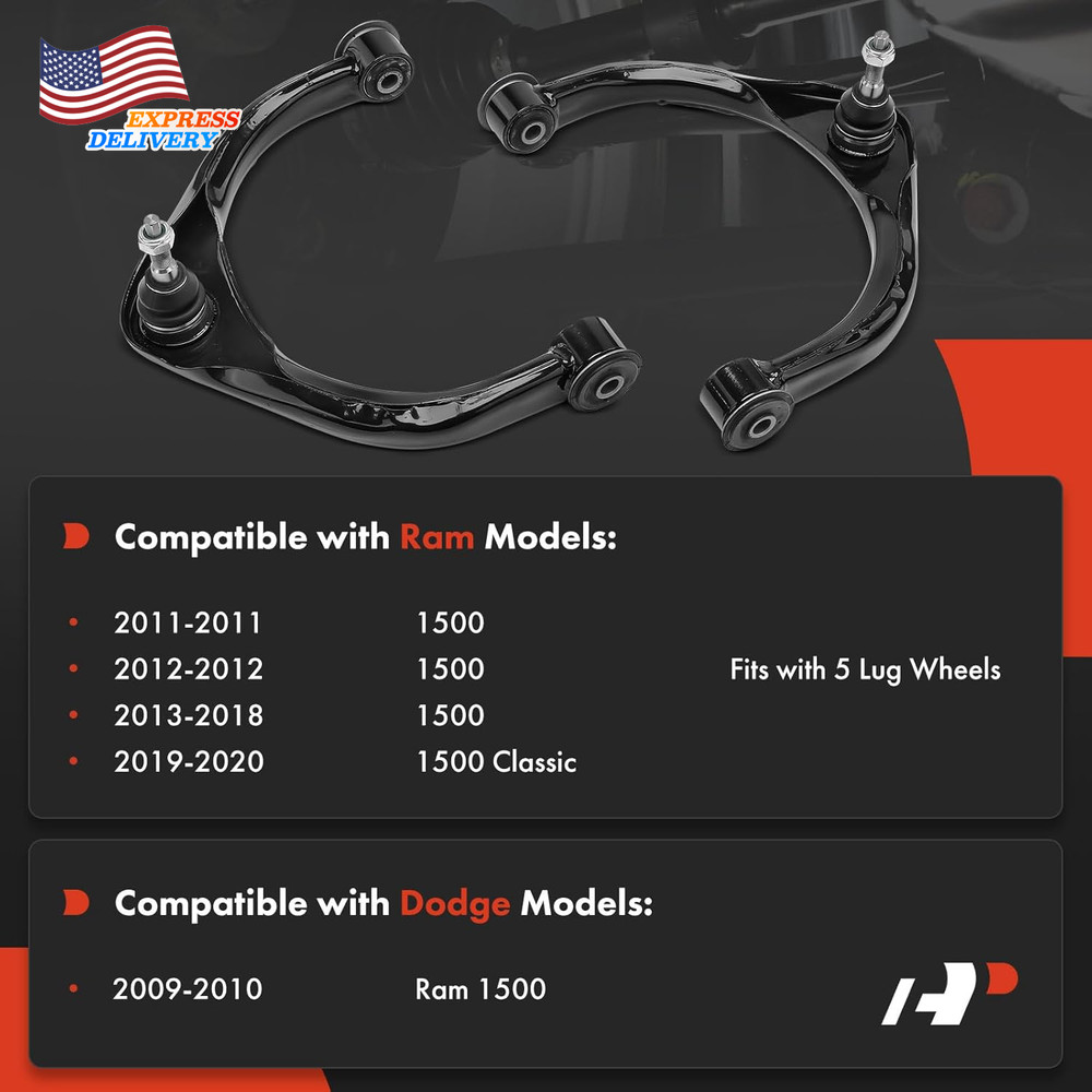 2 X Front Upper Control Arm with Ball Joint & Bushing Compatible Ram 2011-2018