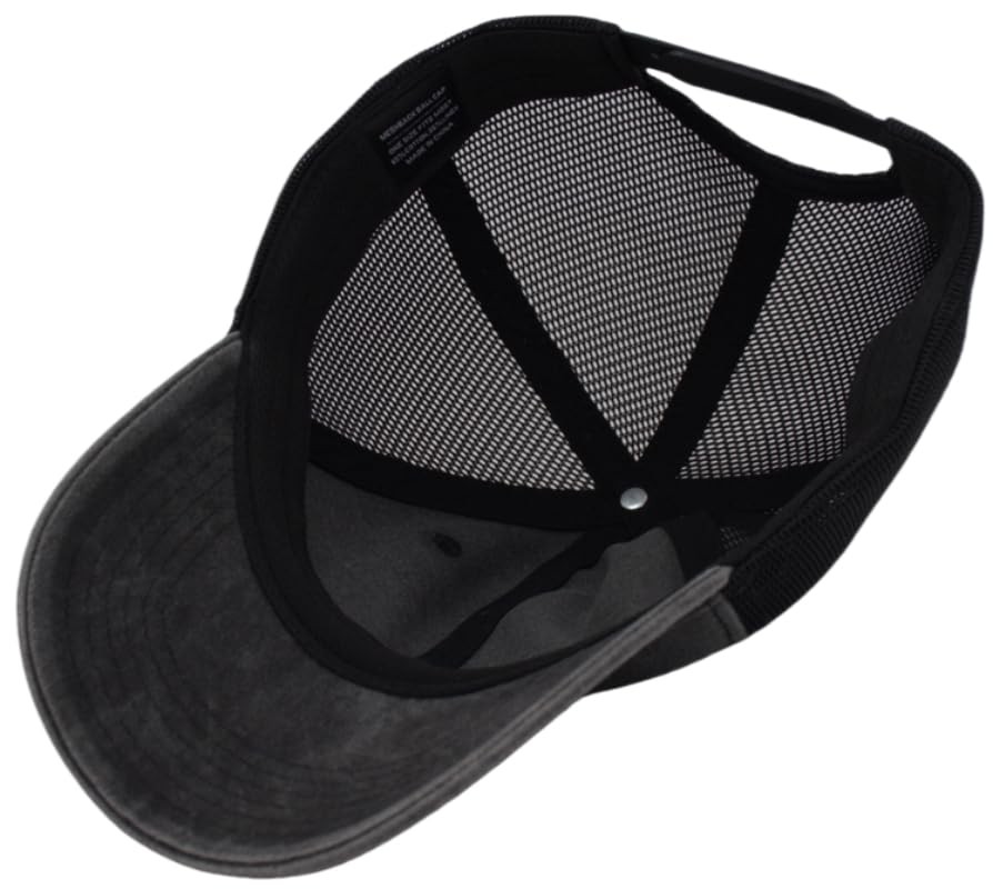 Comfy Soft Vintage Distressed Trucker Hat Snapback Mesh One Size, Black