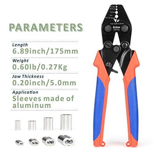 Wire Rope Crimping Tool with Cutting Function for Cable Railing, Hand CWR1522