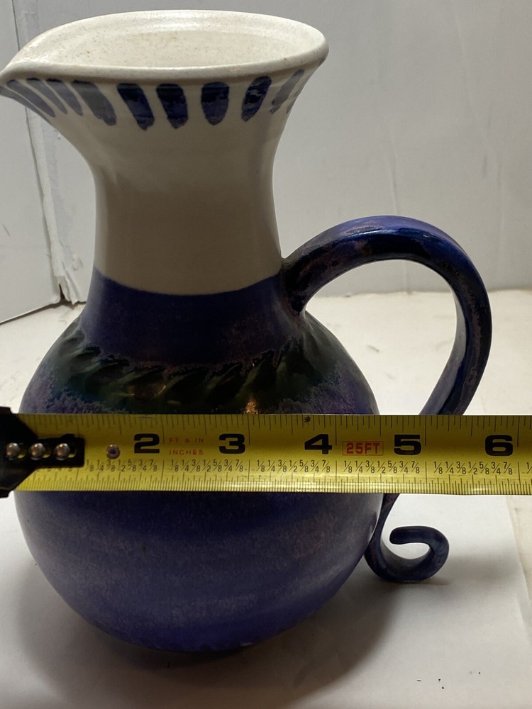 PLOUGHPENNY POTTERY MULTICOLORED PITCHER SIGNED LISA