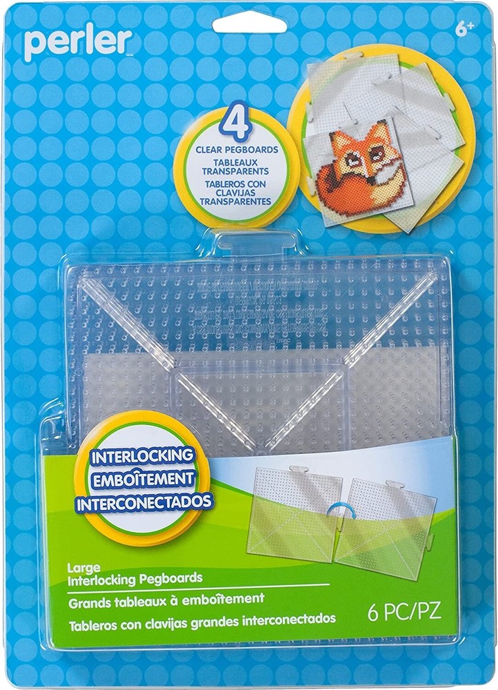 Perler Pegboards 4/Pkg-Large Square Clear