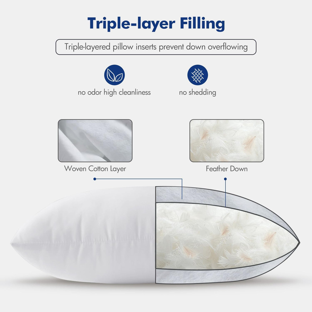 Pillow Inserts 18X18 (Pack of 4,White), down Feather Throw Pillow Inserts, Pr...