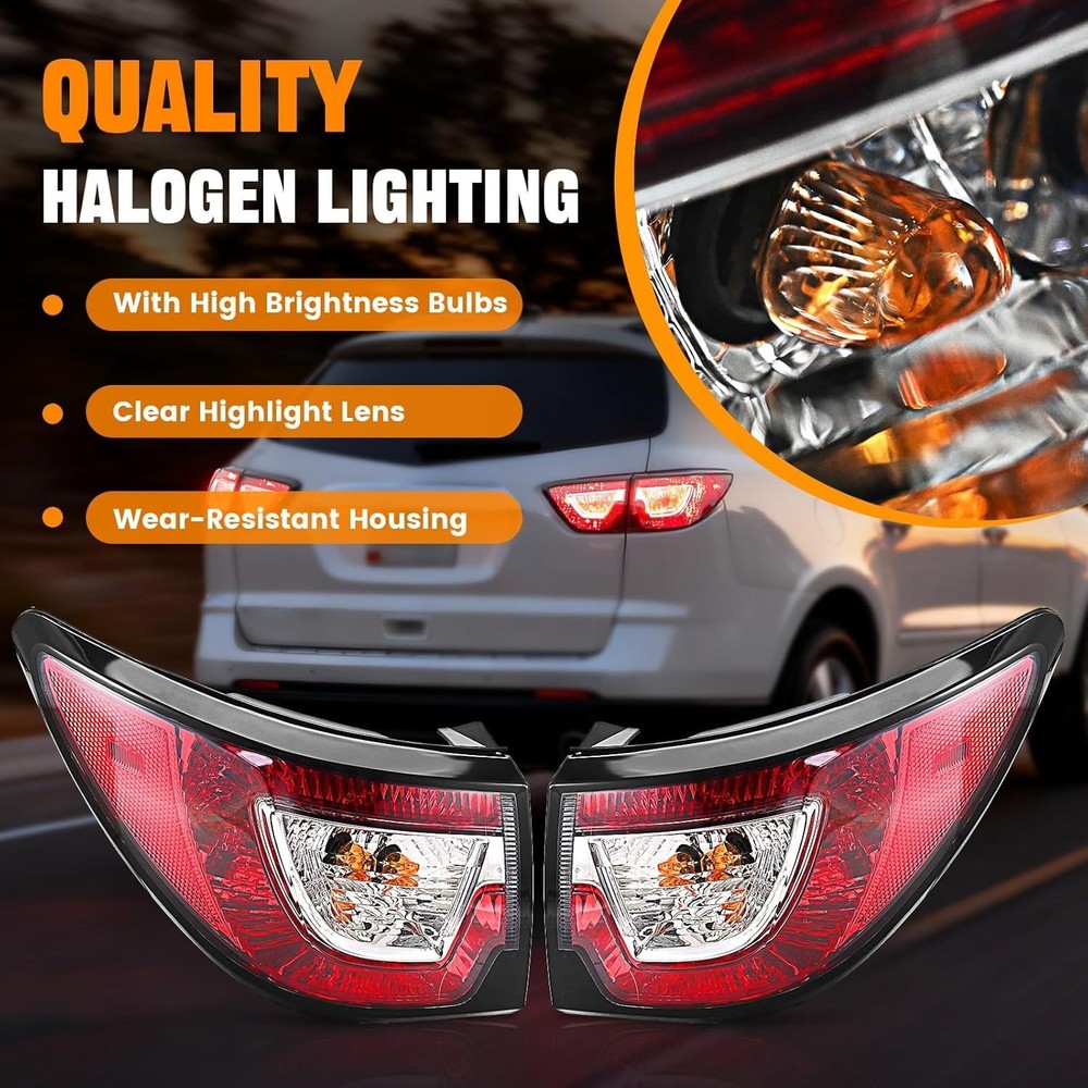 Tail Light Assemblies Compatible with 2013-2017 Chevy Traverse, Left & Right Sid