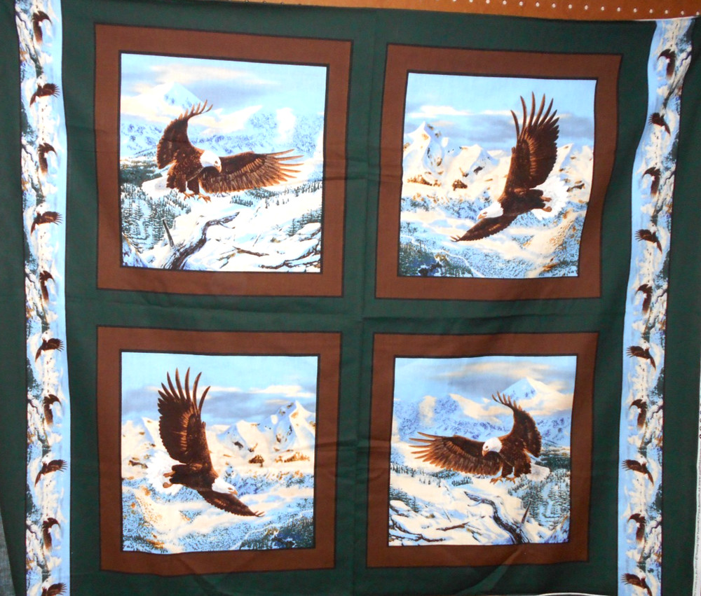 1 yard  Springs Soaring High Eagles Pillow Panel Fabric
