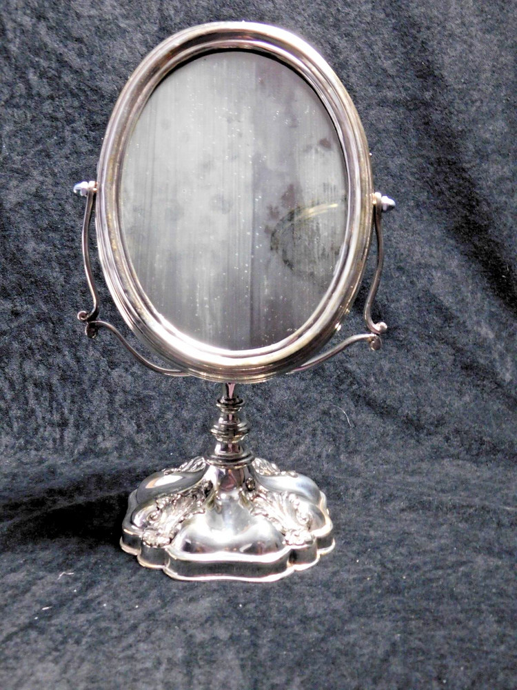 Antique Silver-Plate Mirror Swing Vanity Table Mirror