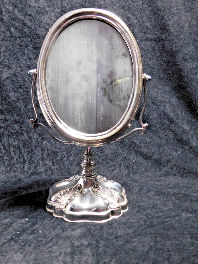 Antique Silver-Plate Mirror Swing Vanity Table Mirror