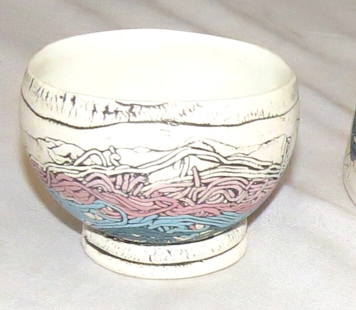 Romilla Batra Pottery Teapot & Two matching Cups