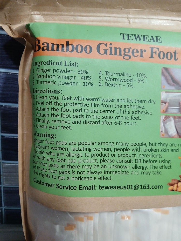 TEWEAE 122 Pads Bamboo Ginger Foot Pads