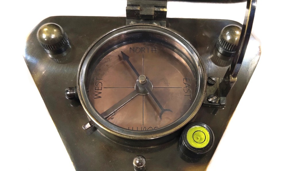 Brass Sundial compass Trangular compass - sundial transit compass