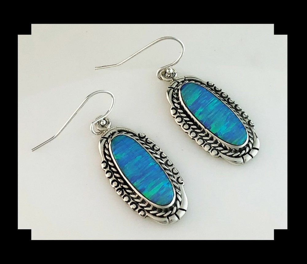 Sterling and Blue Opalite Earrings