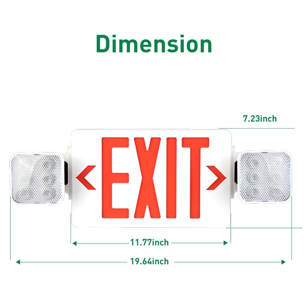2 Pack Red LED Exit Sign, UL Emergency Light - Dual LED Lamp ABS Fire Resistance
