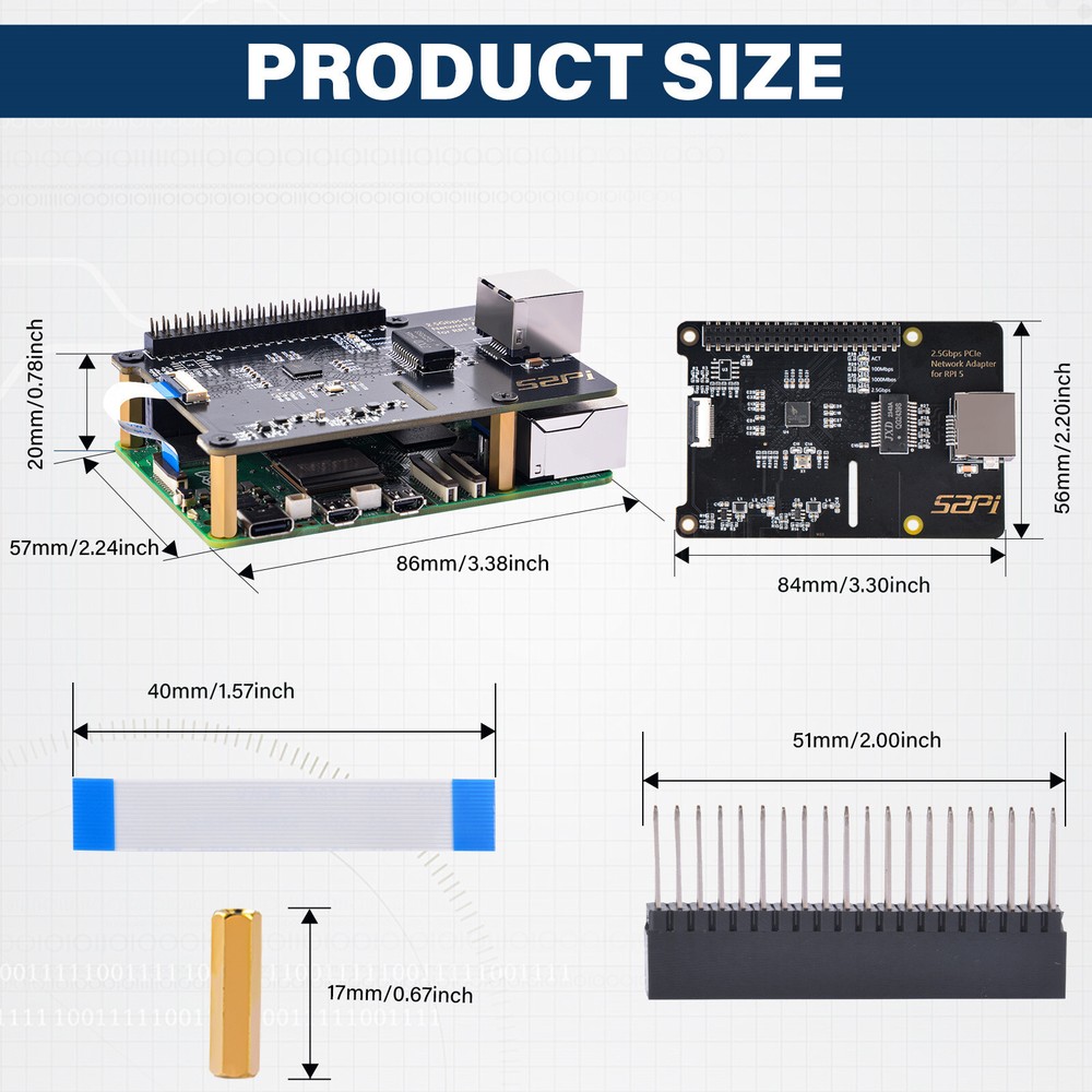 W03 2.5Gbps PCIe Network Adapter Expansion Board For Raspberry Pi 5