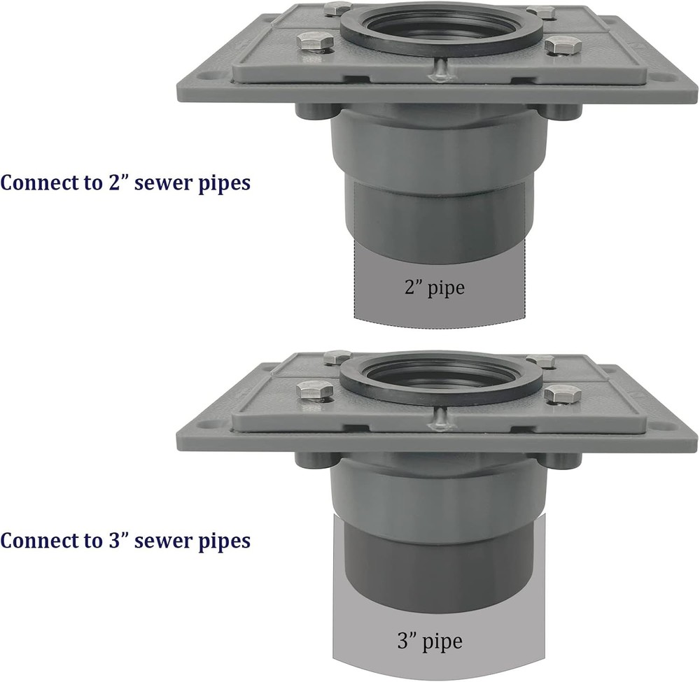 PVC Shower Drain Base Kit Include 2 Inches PVC Shower Drain Base Flange, Rubb...