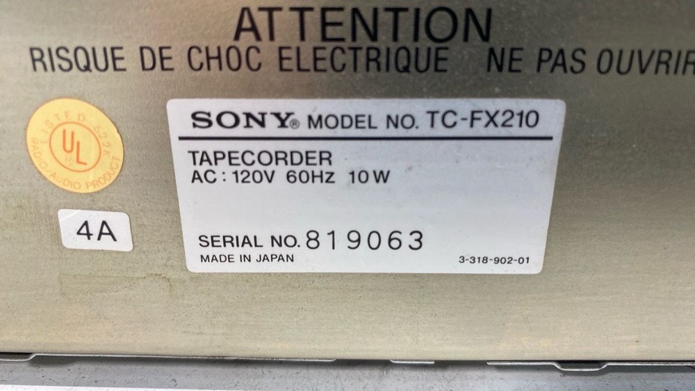Sony Tapecorder TC-FX210