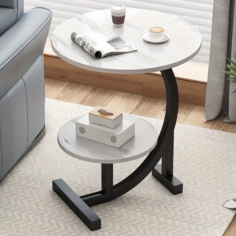 Minimalist White Wrought Iron Side Table – Sofa End Table & Coffee Table Combo