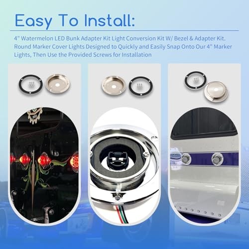 [6 Set] Watermelon LED Bunk Adapter Kit Compatible with Trucks, RVs, Trailers,