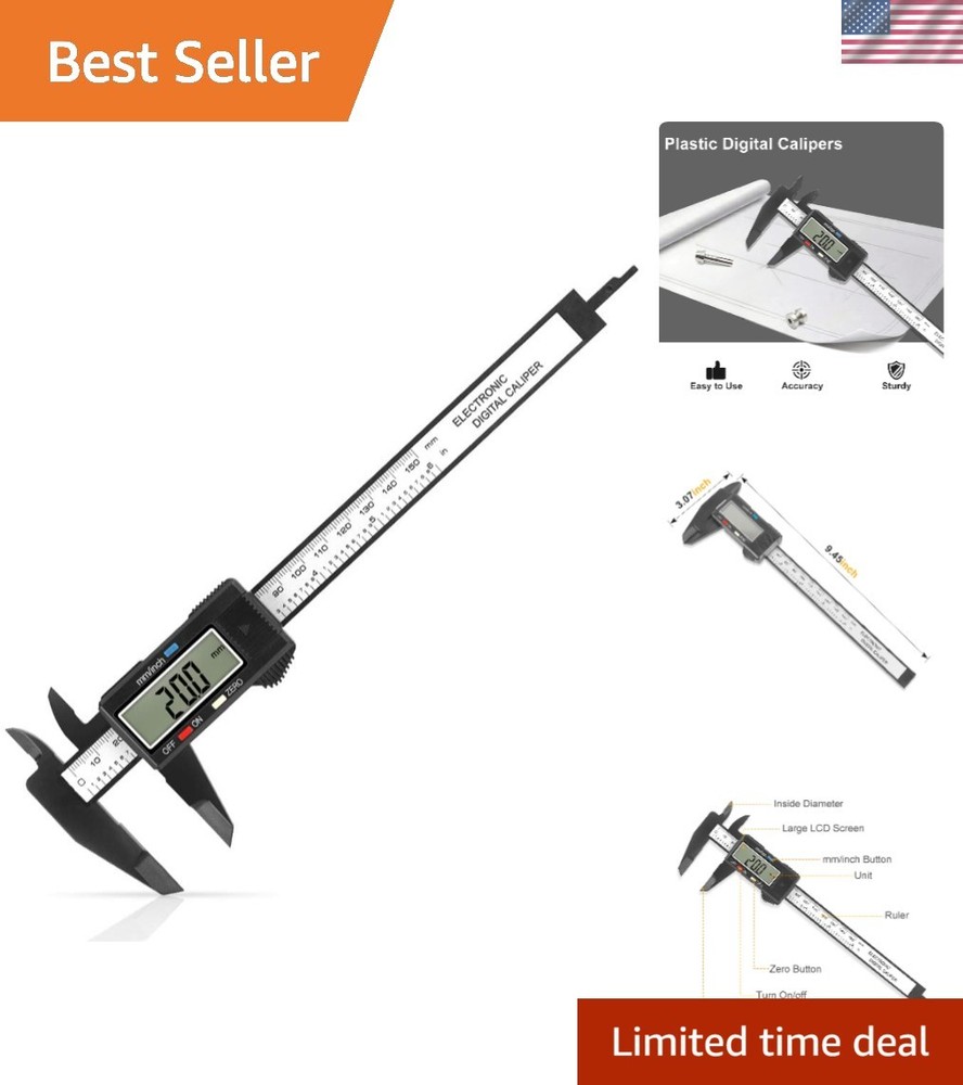 Digital Caliper with LCD Screen - 6 Inch, Plastic, Blue