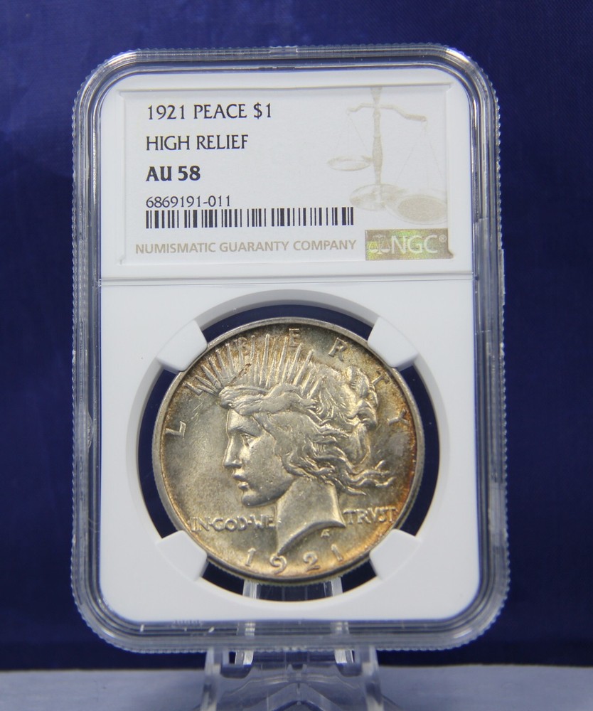 1921 High Relief Peace Dollar NGC AU58