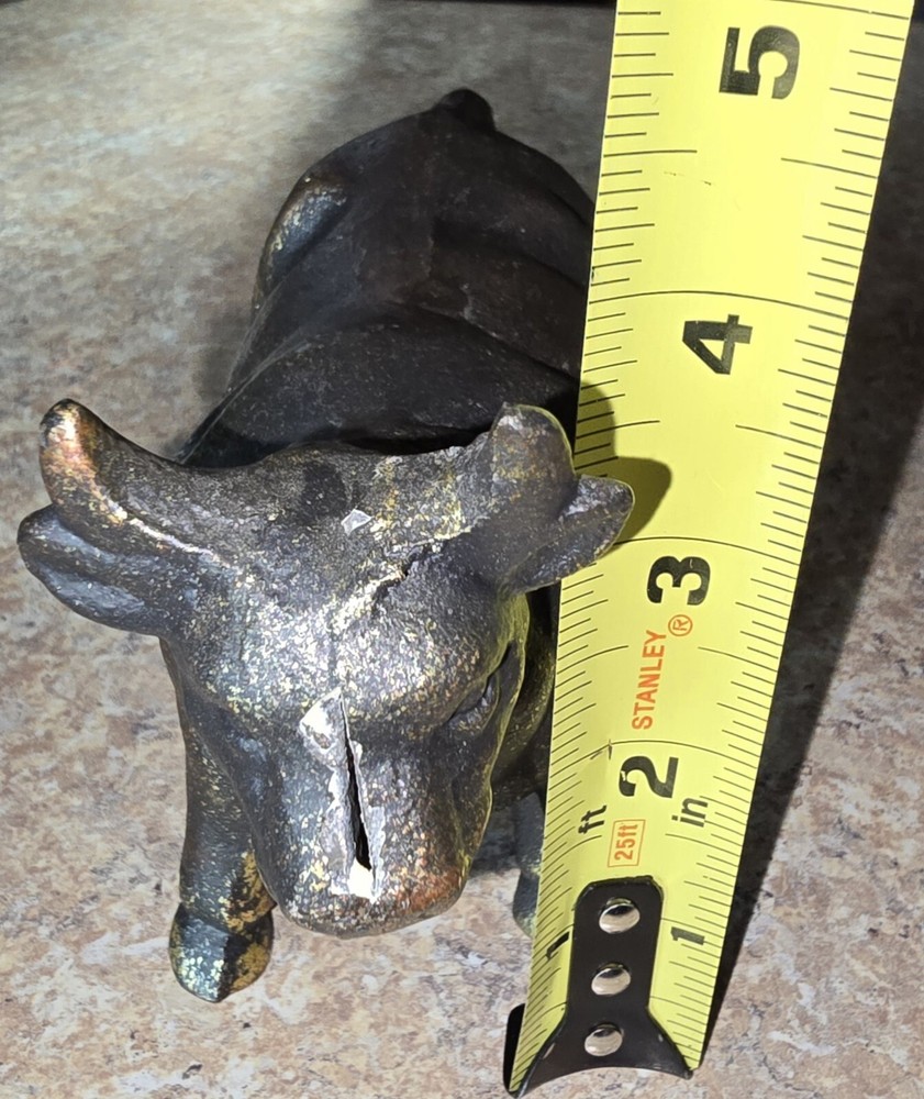 VINTAGE Solid Metal BULL Heavy 8 " × 3.5 Inches