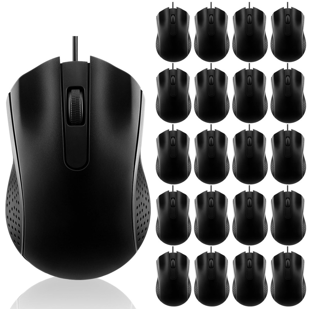 20 Pcs Wired USB Computer Mouse Bulk 3-Button Corded Mouse Wired Mouse for La...
