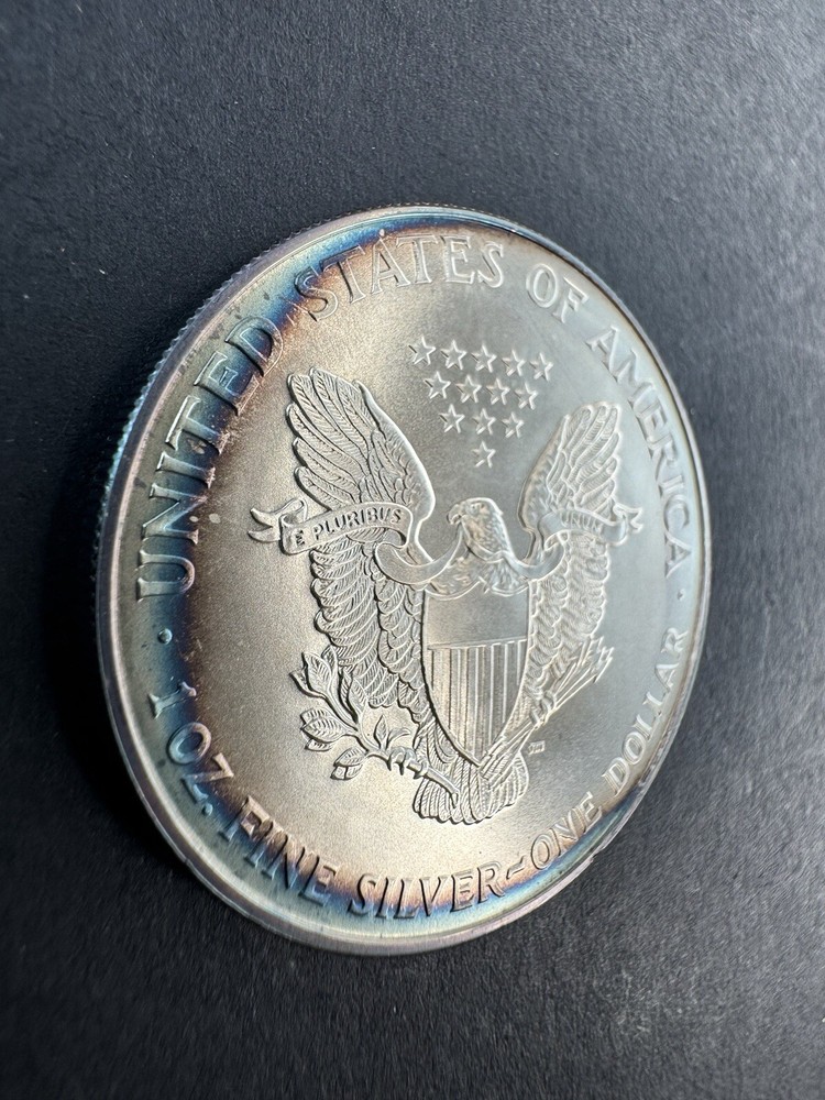 1995 American Silver Eagle 1 Oz Silver Coin Rainbow Toned