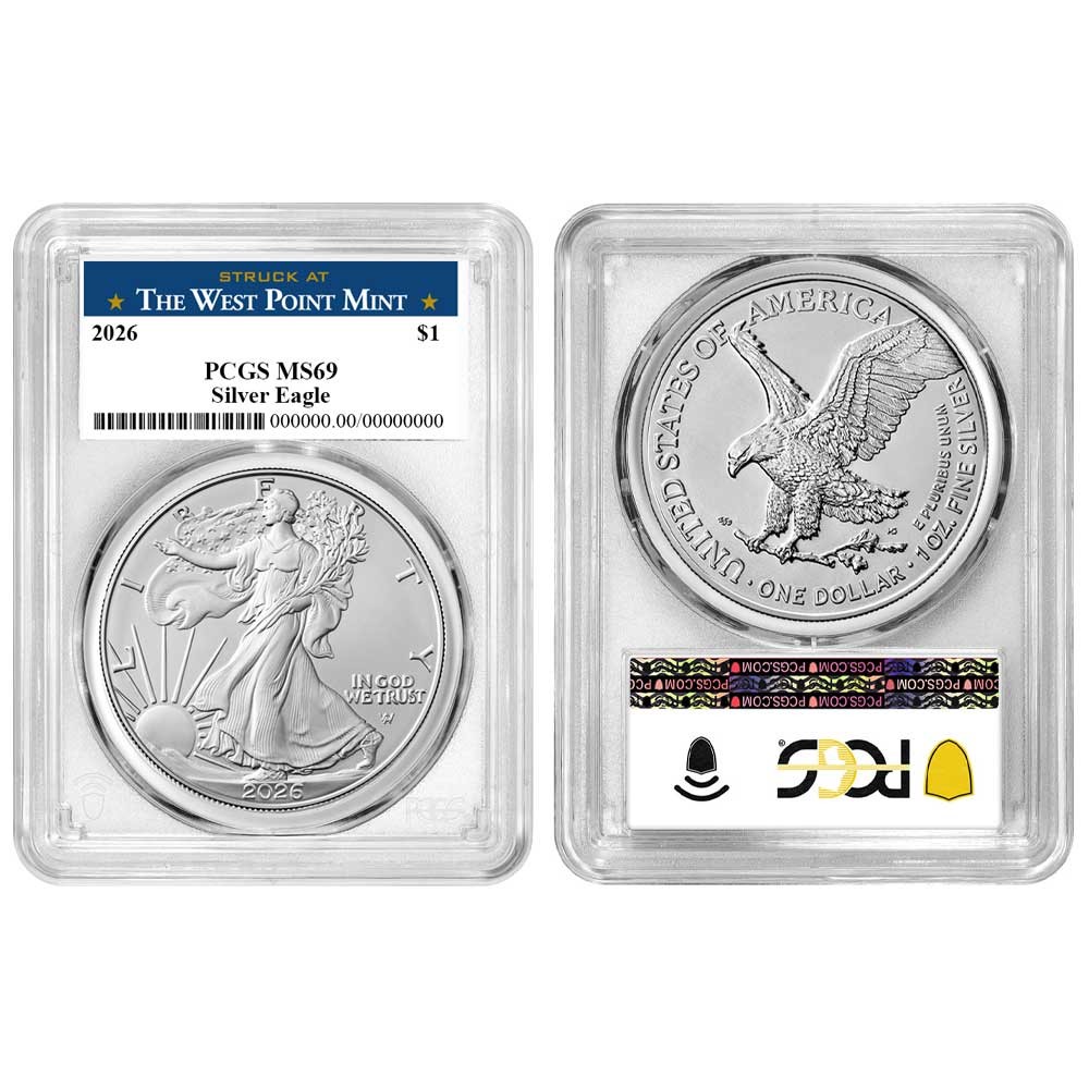 2026 $1 American Silver Eagle PCGS MS69 West Point Label