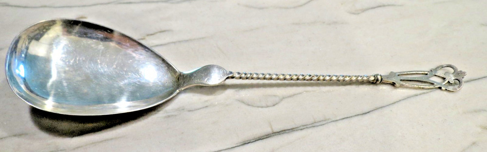 Danish 833 Silver Fish Server & Serving Spoon With Crown And Barley Twist