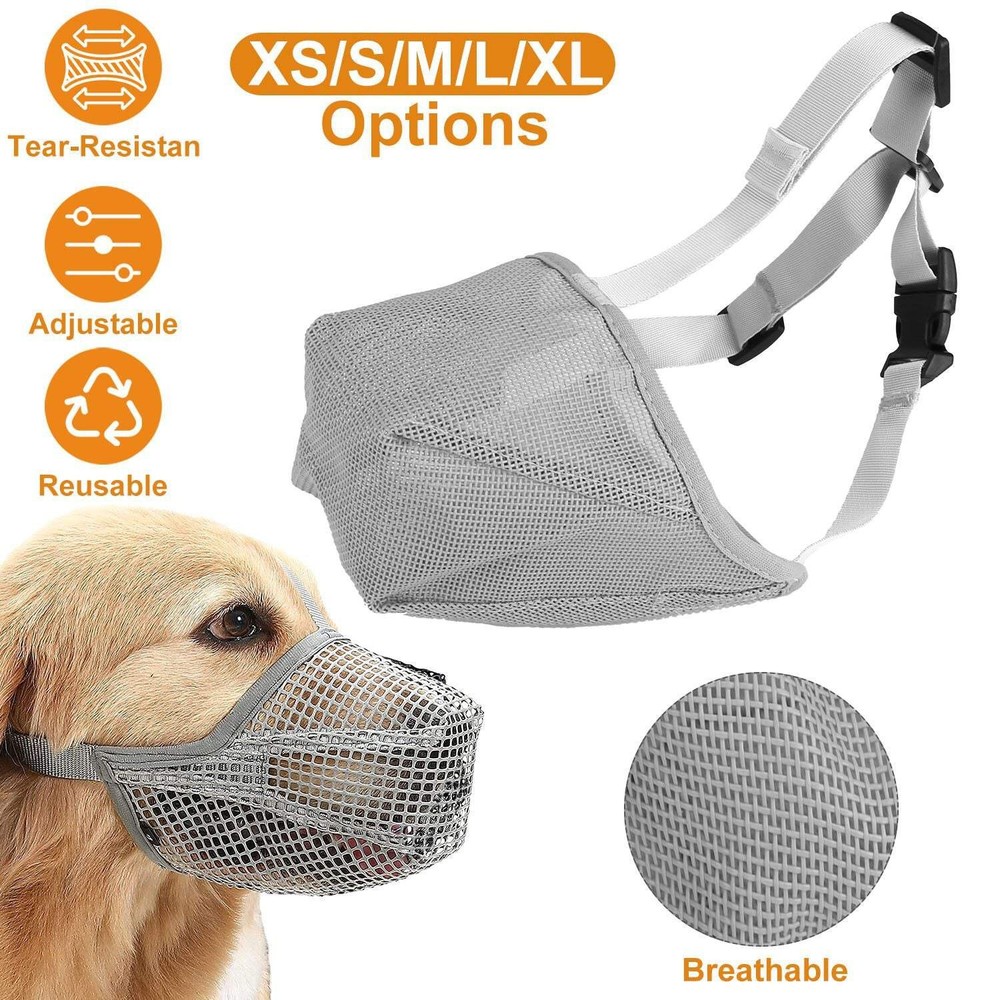 Pet Muzzle Mask Soft Mesh Muzzle Adjustable Dog Mouth Cover with Breathable Mesh