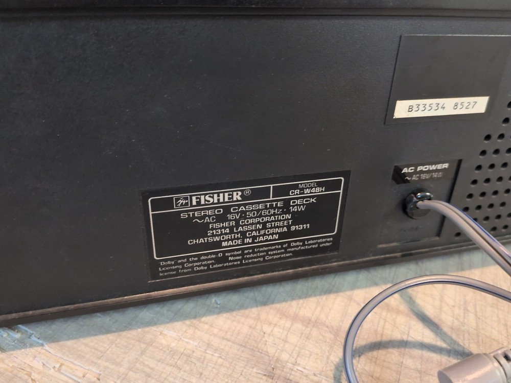 Vintage Fisher CR-W48H Cassette Deck UNTESTED