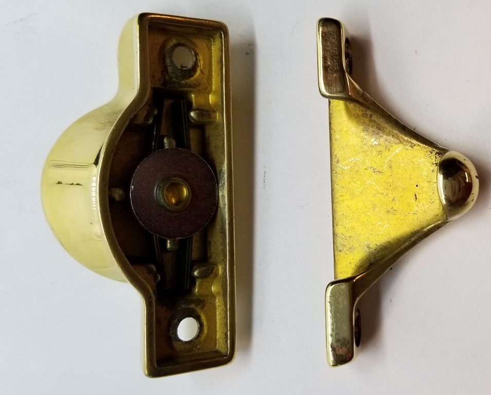 Decorative Solid Polished Brass Heavy Duty Spring Loaded Window Sash Lock Square