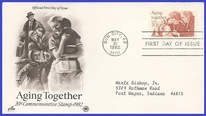USA4 #2011 ADDR PCS ARTCRAFT FDC   Aging Together
